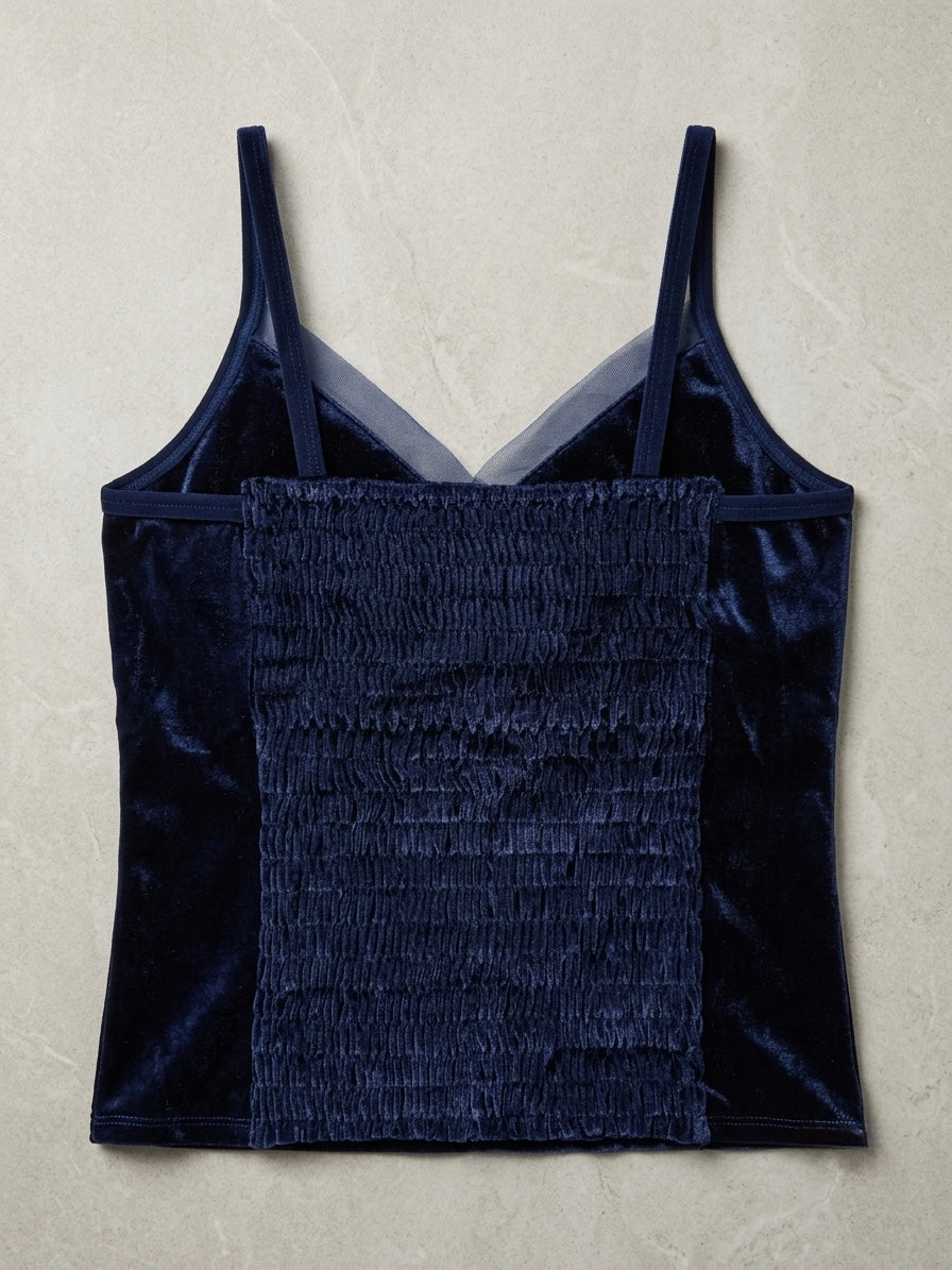 Navy Velvet Built-In bra top