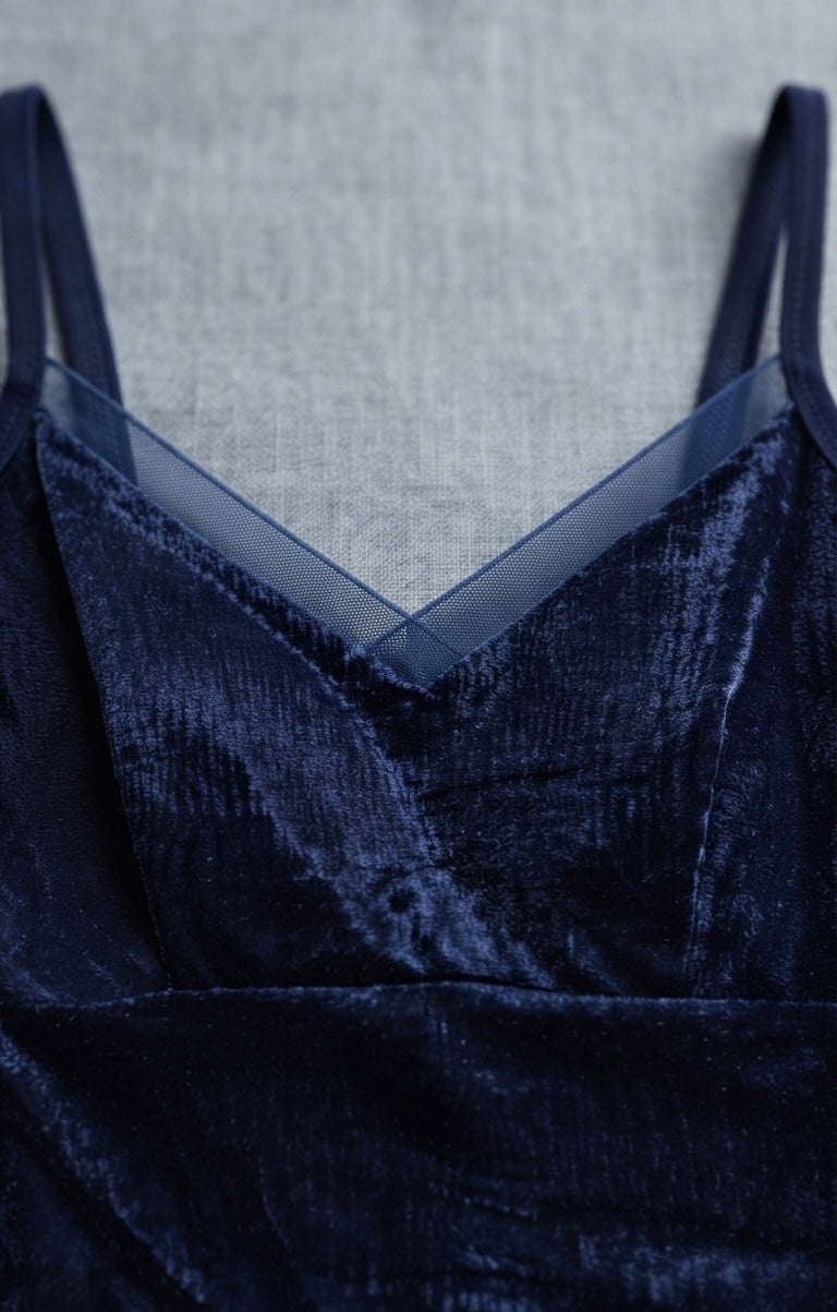Navy Velvet Built-In bra top