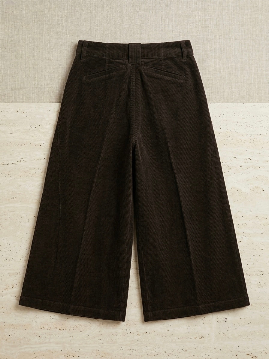 Stone Corduroy Pleat-Front Capri Trousers (Copy)