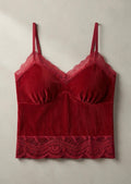 Velvet Lace-Trim Corset built-in bra top