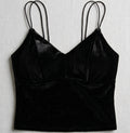 Black Crushed Velvet built-In Bra Top