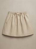 Faux Leather A-Line Mini Skirt- Shorts attached