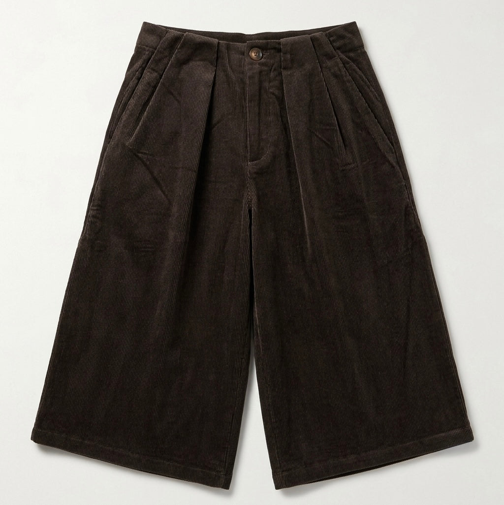 Stone Corduroy Pleat-Front Capri Trousers (Copy)