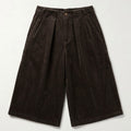 Stone Corduroy Pleat-Front Capri Trousers (Copy)