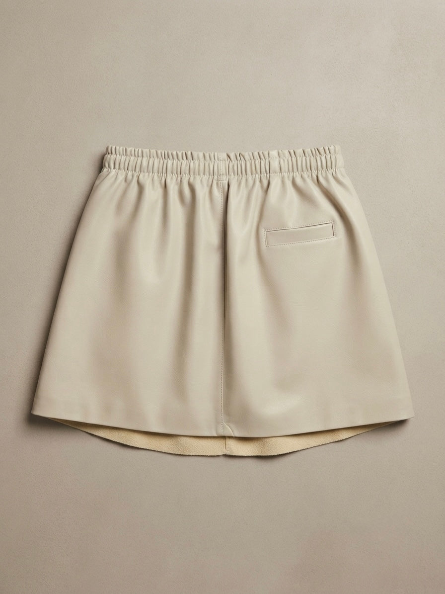 Faux Leather A-Line Mini Skirt- Shorts attached