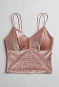 Dusty Rose Velvet Bustier built-In Bra Top
