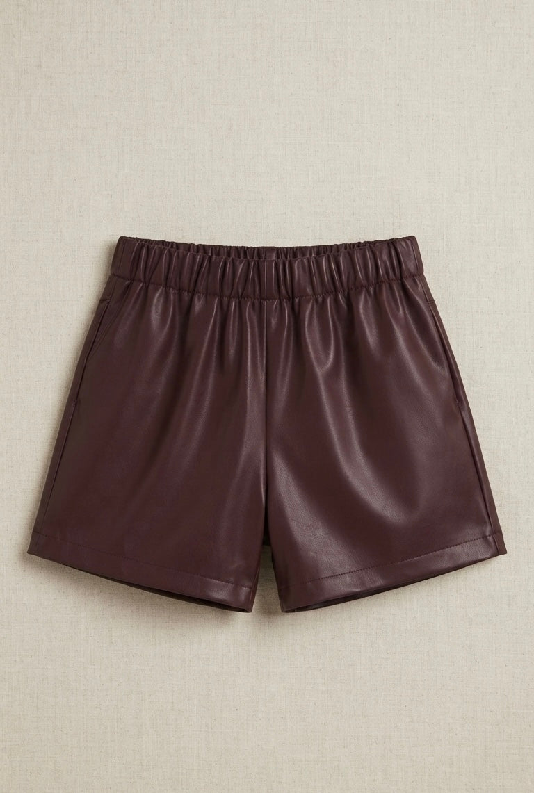 High Waisted Vegan Leather Shorts